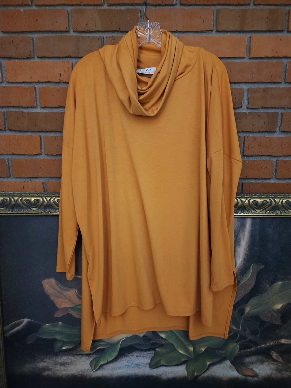 Relaxed Cowl Neck Blouse in Mustard by Zeanana Large